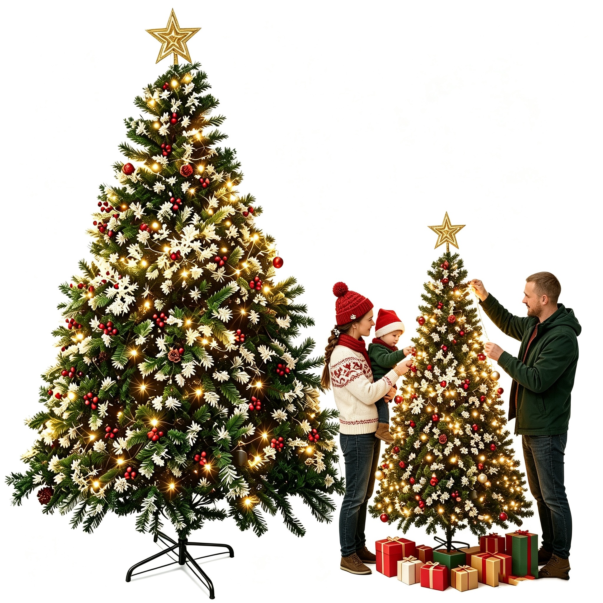 Hustý vánoční stromek umělý smrk 210 cm, s šiškami (dárek zdarma)