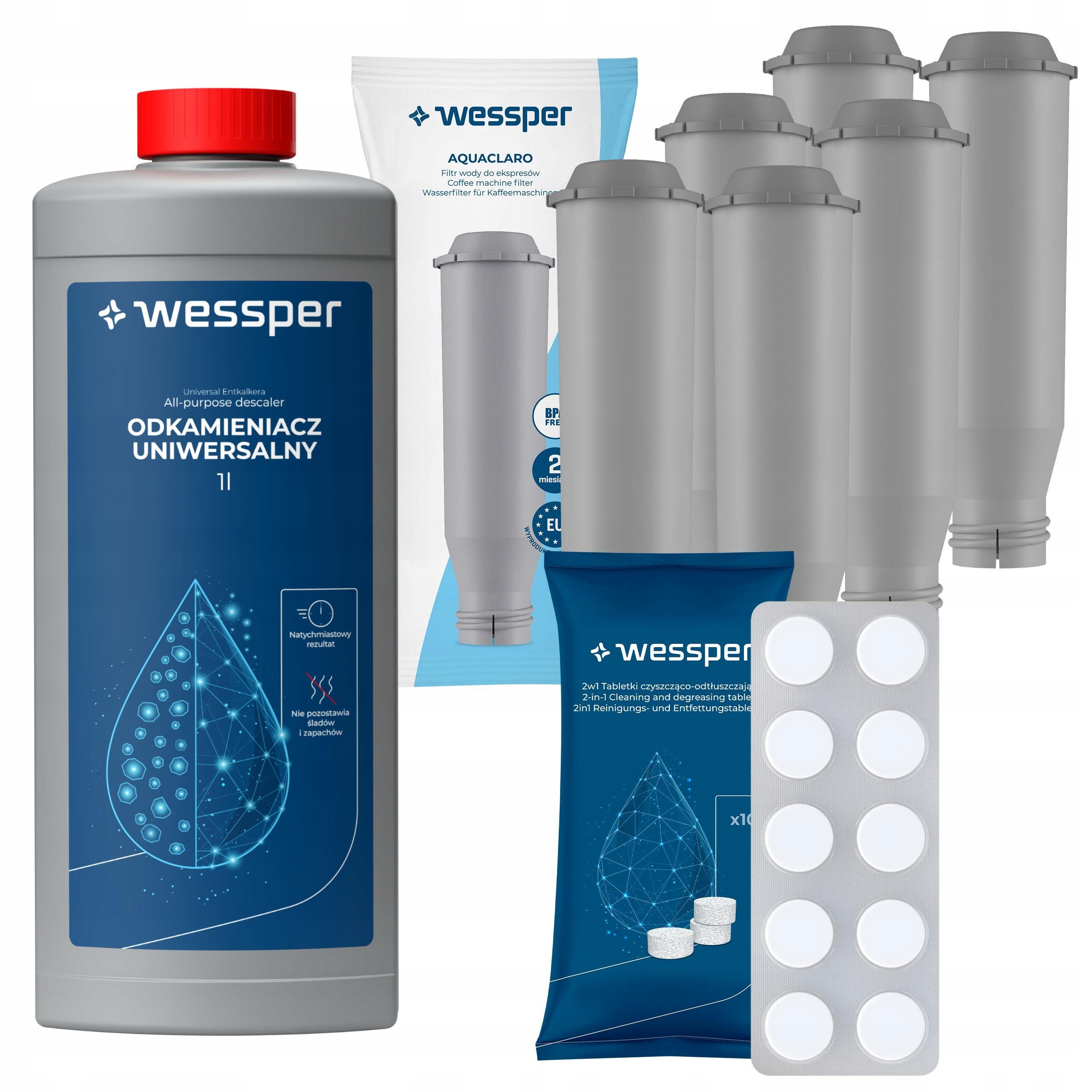 Sada Wessper pro kávovar Krups 6 x Filtr Odvápňovač 1 l Tablety