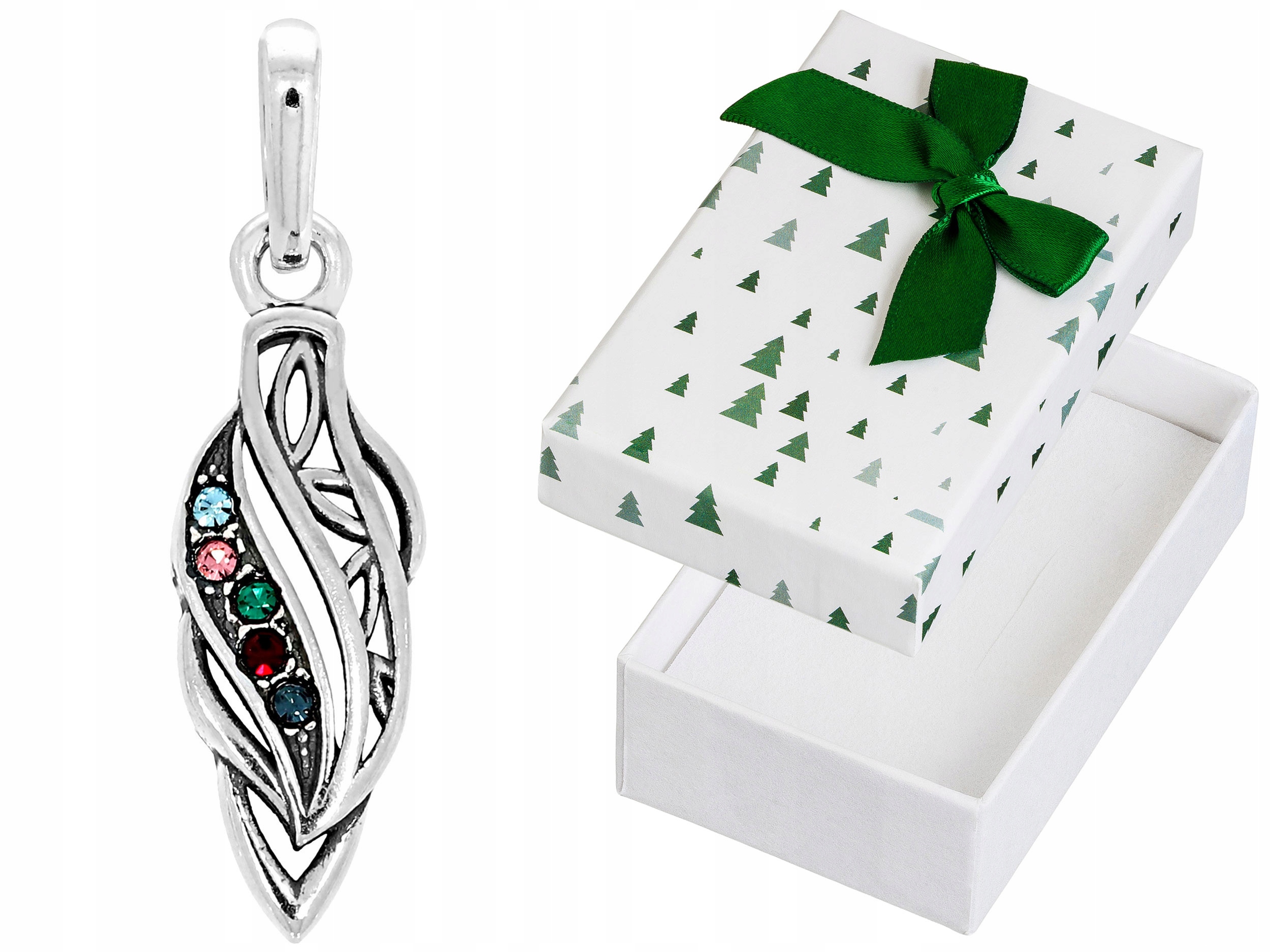 Stříbrný přívěsek se zirkony Barevný oxidovaný ažurový Přívěsek Stříbro