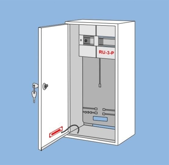 Univerzálny rozvádzač RU-3P so zámkom, miesto pre 1 počítadlo 3F a 11 z