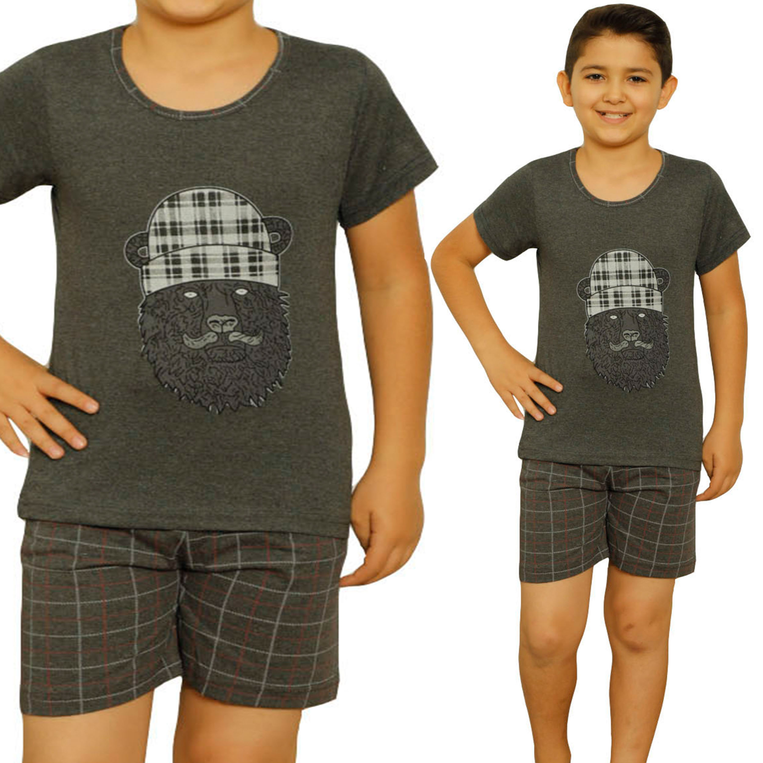 

Piżama Chłopięca dziecięca Krótka Kratka Nadruk