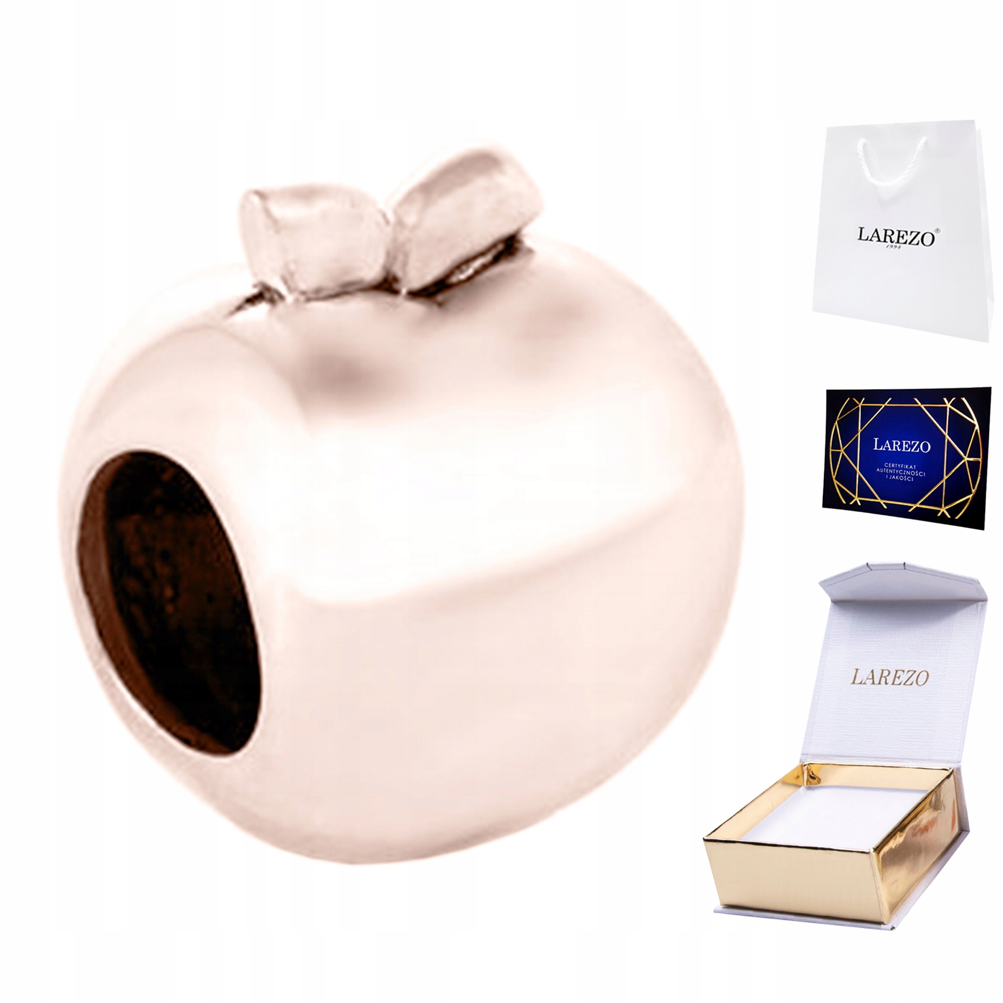 Charms Růžový korálek s jablkem Ovoce Jablko Apple Příroda Jídlo Stříbro