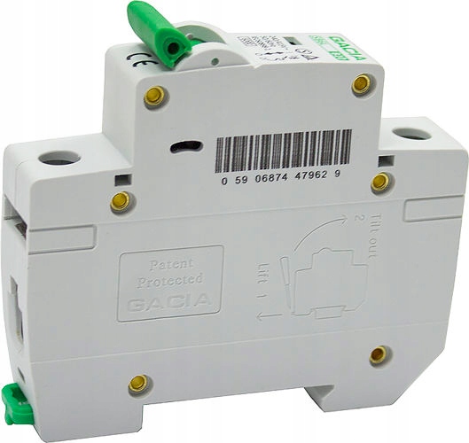 WYŁĄCZNIK NADPRĄDOWY BEZPIECZNIK 1-FAZOWY ESKA B63 63A 1P GACIA Stopień ochrony IP IP20