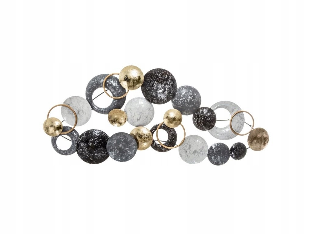 Nástěnná dekorace Deco, kov, 93x43 cm, šedo-zlatá