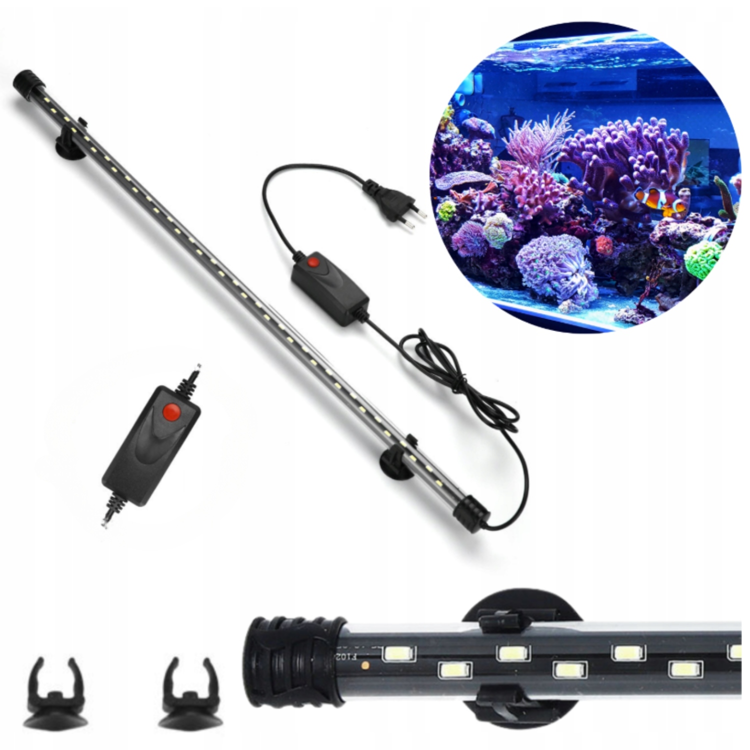 Led Žárovka Do Akvária Bílé Světlo 30 Led Vodotěsný Držák 10W 48cm