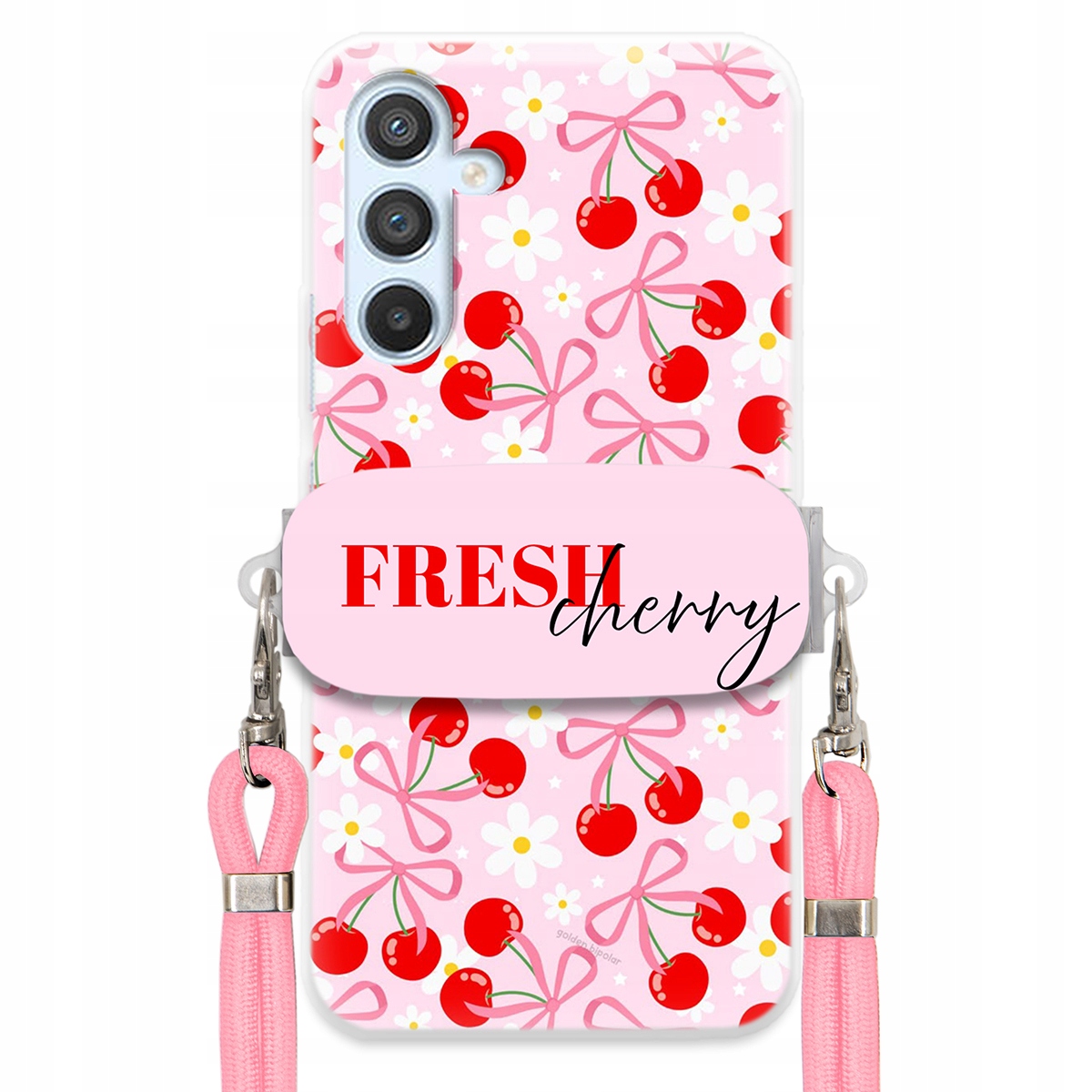 Puzdro pre Samsung A25 5G Case držiak šnúrok Ružový Fresh Cherry Kokardy