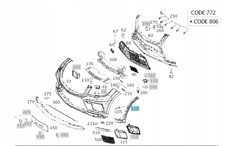 Skluz Nárazníku Mercedes Levý Mercedes Oe A1668850424