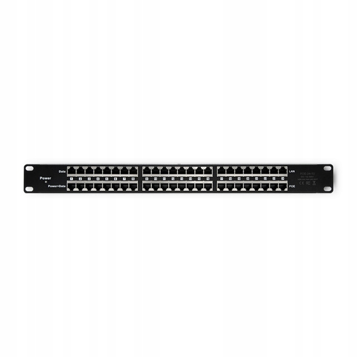 Patch panel Qoltec 24 portov PoE Injector 48V 1U čierny Rack
