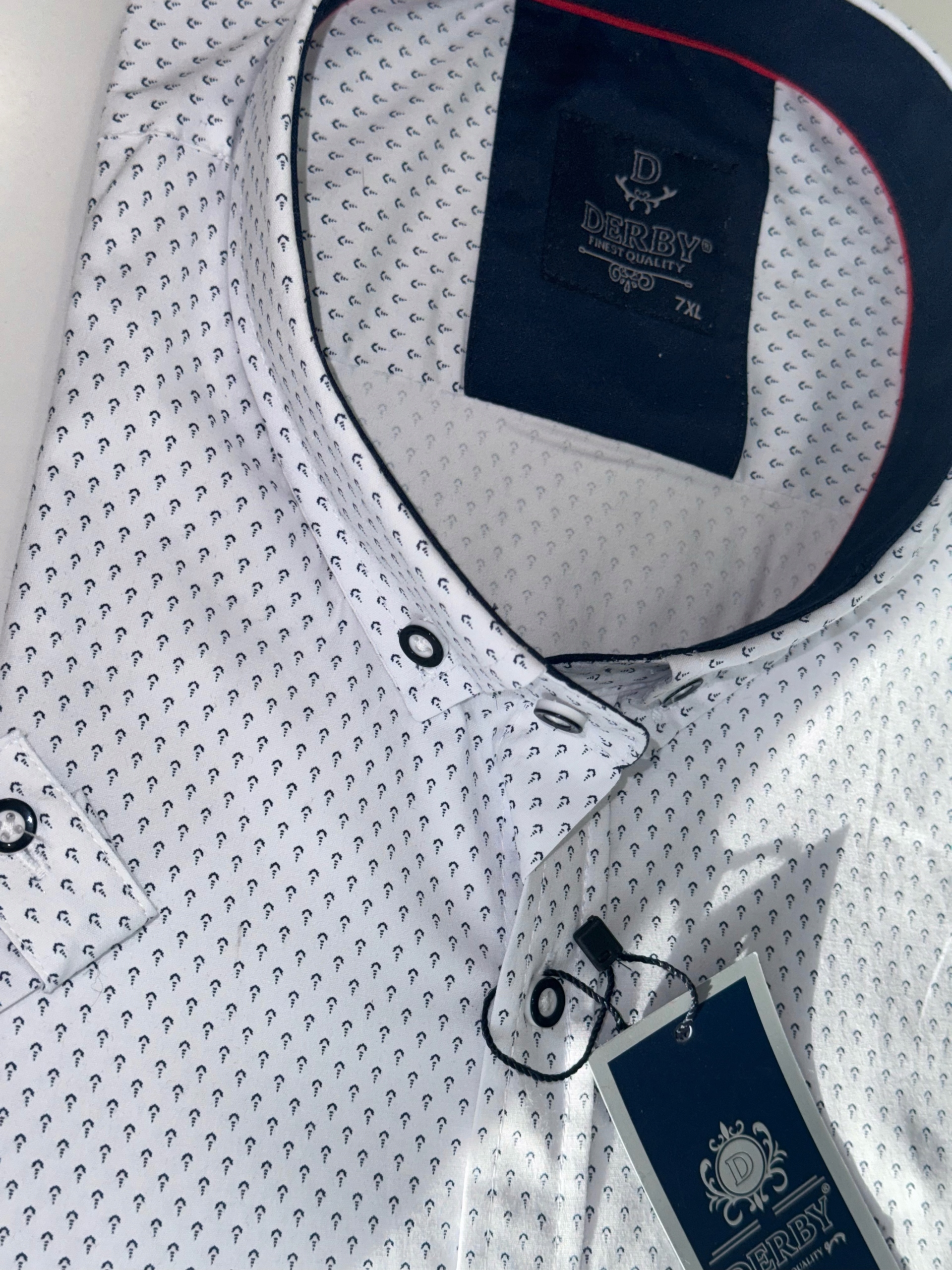 Derby pánská košile Velký vzor krátký rukáv bavlna vel 7XL 51/52 DRB-9001