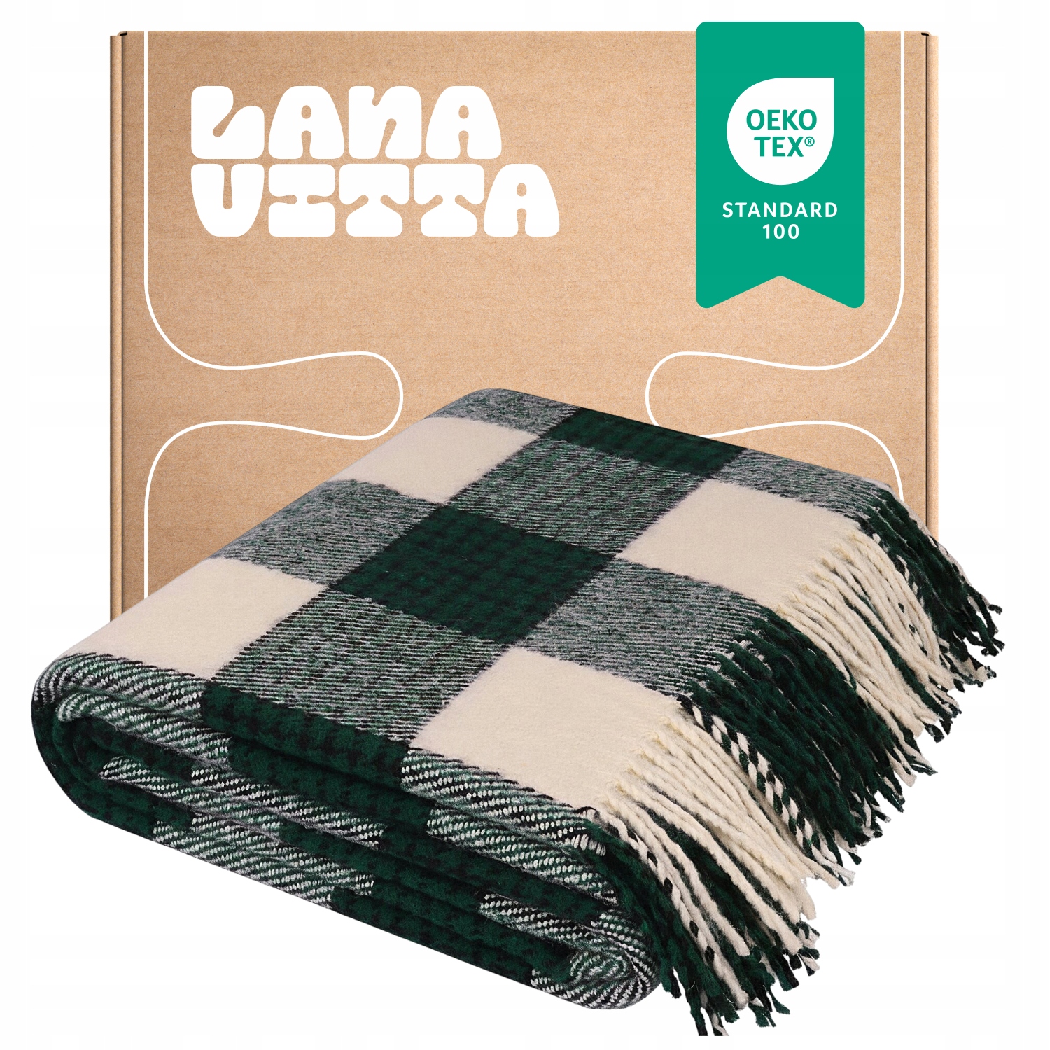 Polovlněná deka Veronika Přehoz na postel Pled Zelená 140х200 cm