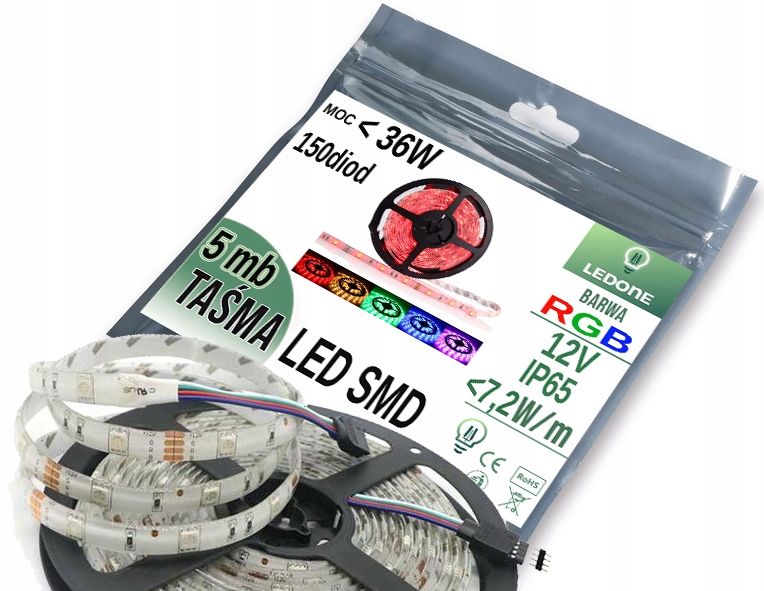 

Taśma Listwa Led Rgb 150 Smd 5050 5M wodoodporna