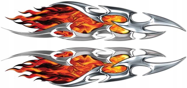 Naklejki Naklejka Pasy Tribal Metaliczny Czerwony , Płomienie , Komplet