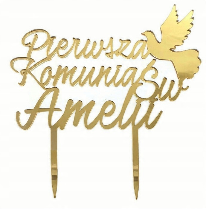 

Topper Pierwsza Komunia Święta Imię Złote lustro