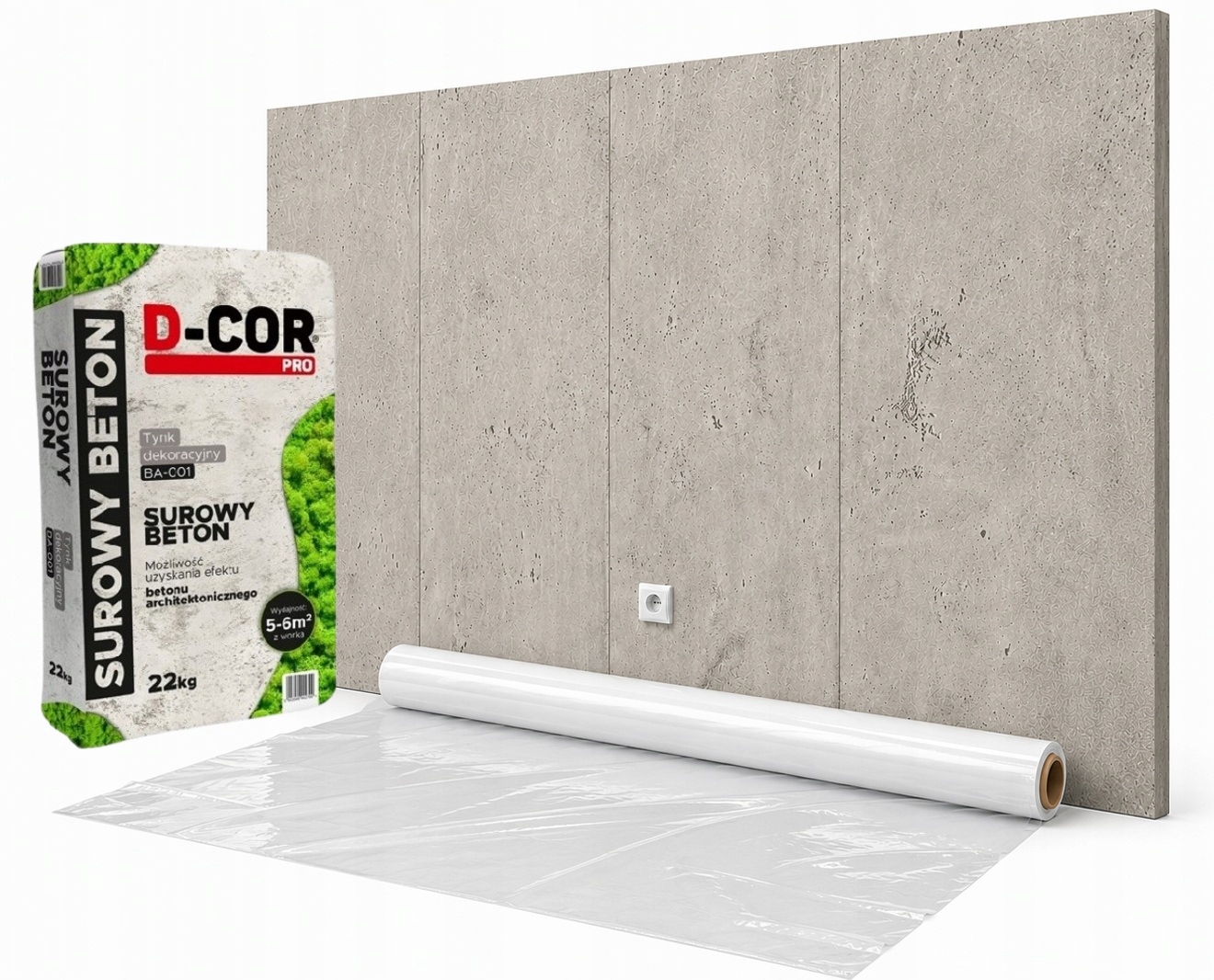 Šalunkový Architektonický Beton LuxBud Sada omítek 22 kg s fólií 5-6 m2