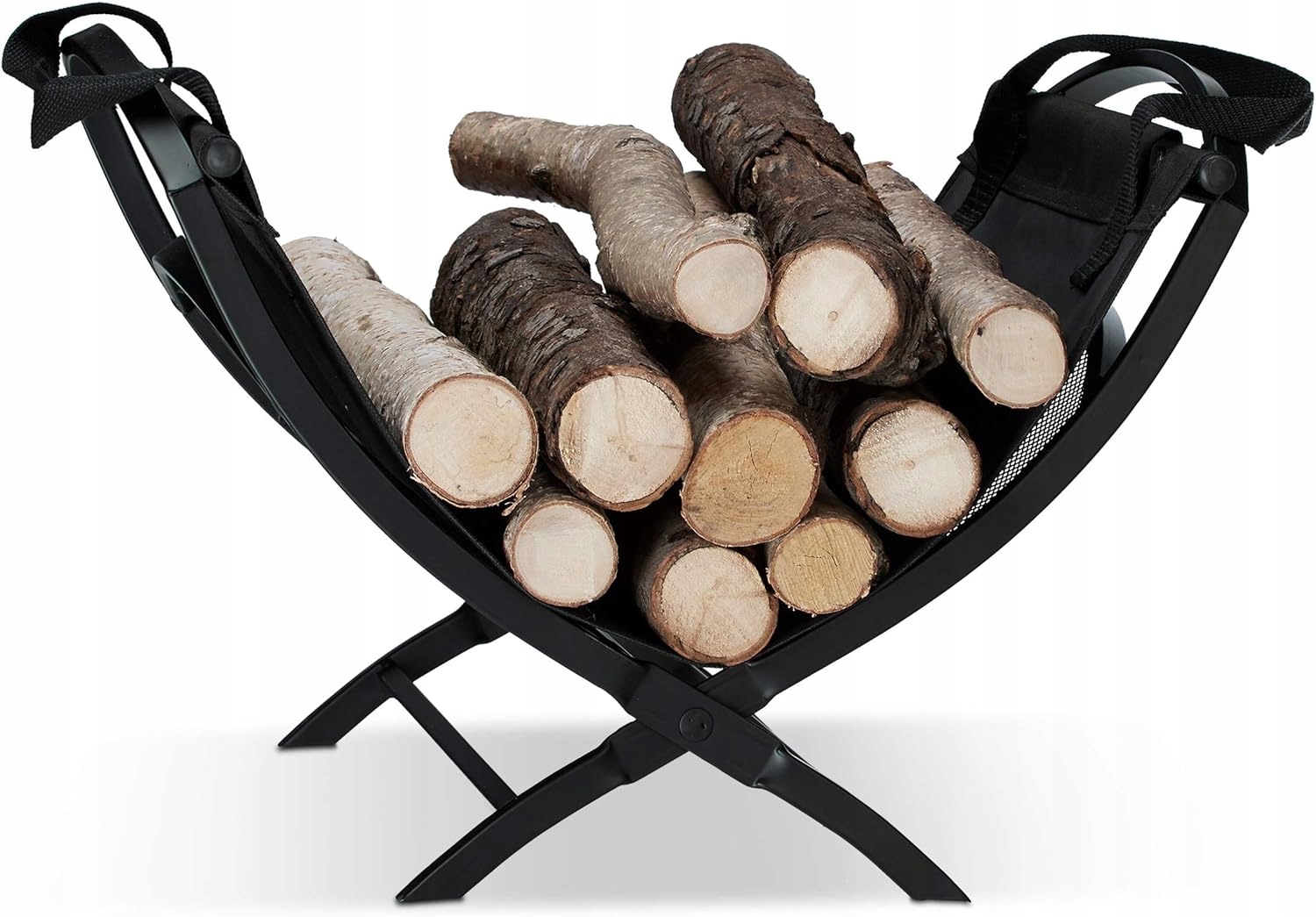 Ocelový Koš Na Krbové Dřevo S Taškou Na Přenášení, Skládací
