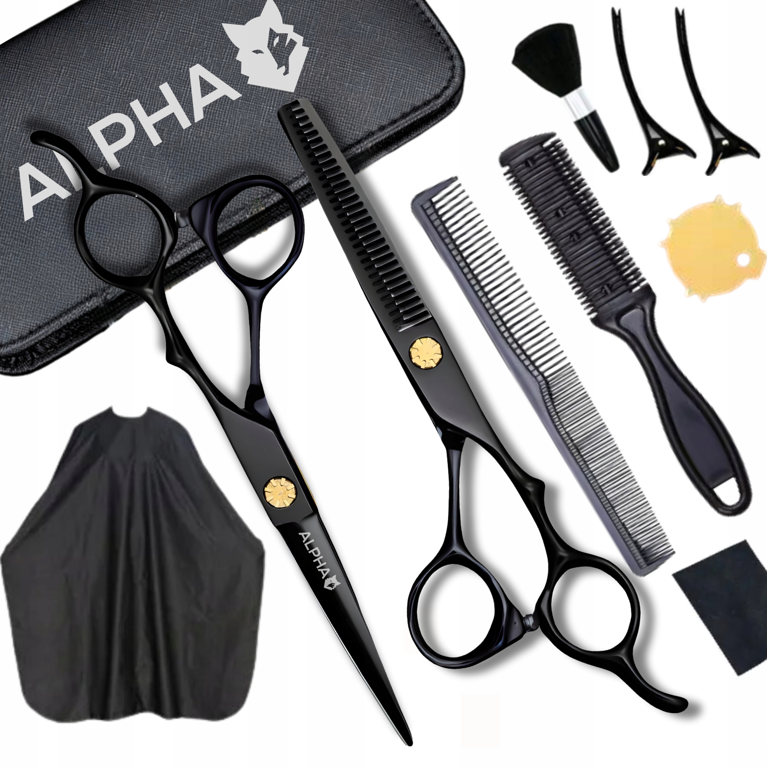 Kadeřnický Set XXL Profesionální Nůžky Na Degážování Pláštěnka Alpha