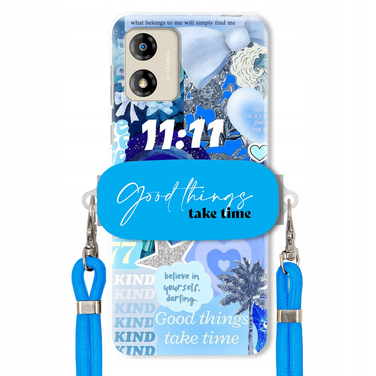 Puzdro pre Motorola E13 Držiak na vodítko Crossbody Good Things Take Time Lata