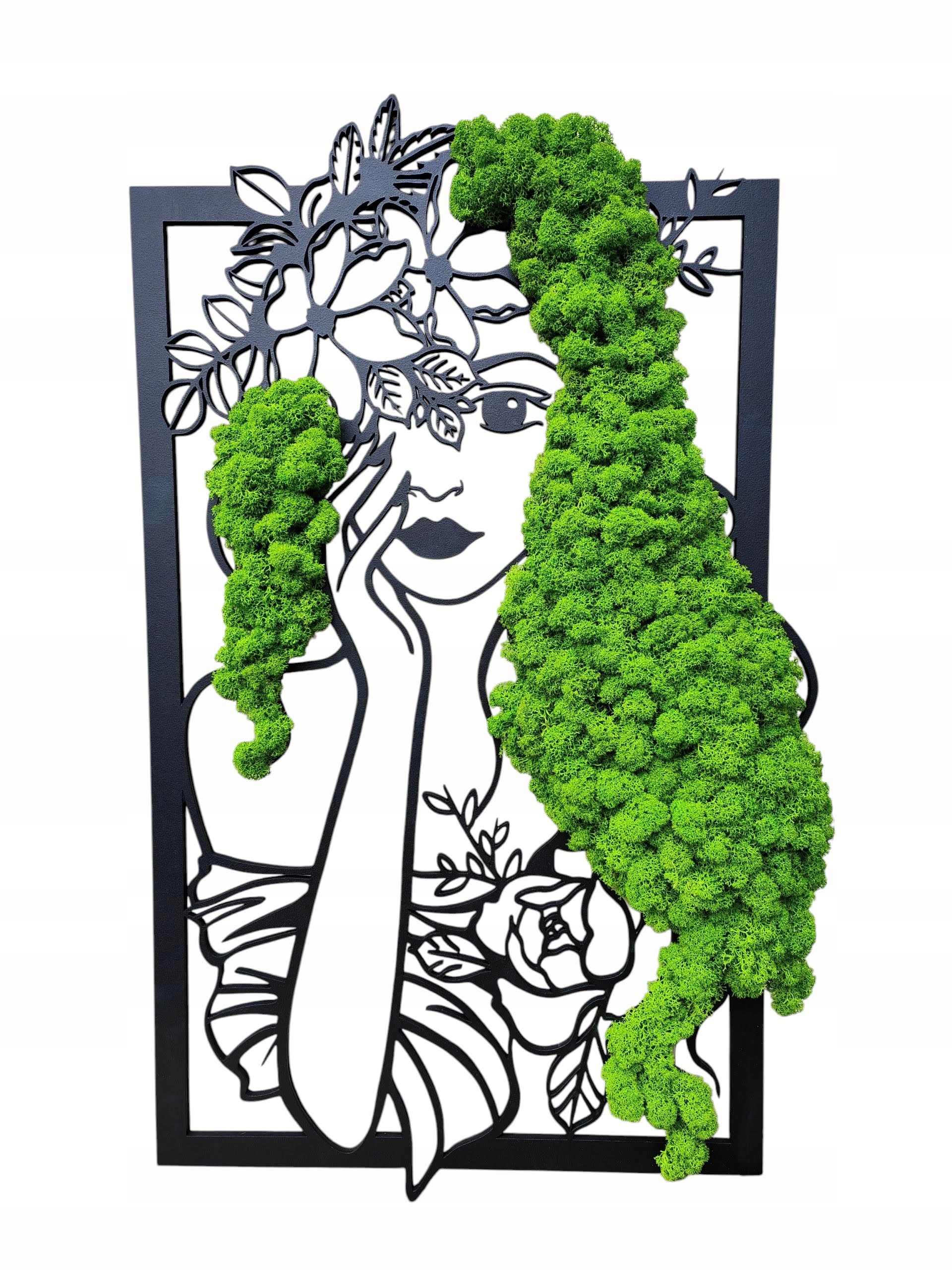 Obraz z machu chrobáka 60 cm – prelamovaná žena nástenná dekorácia s machom