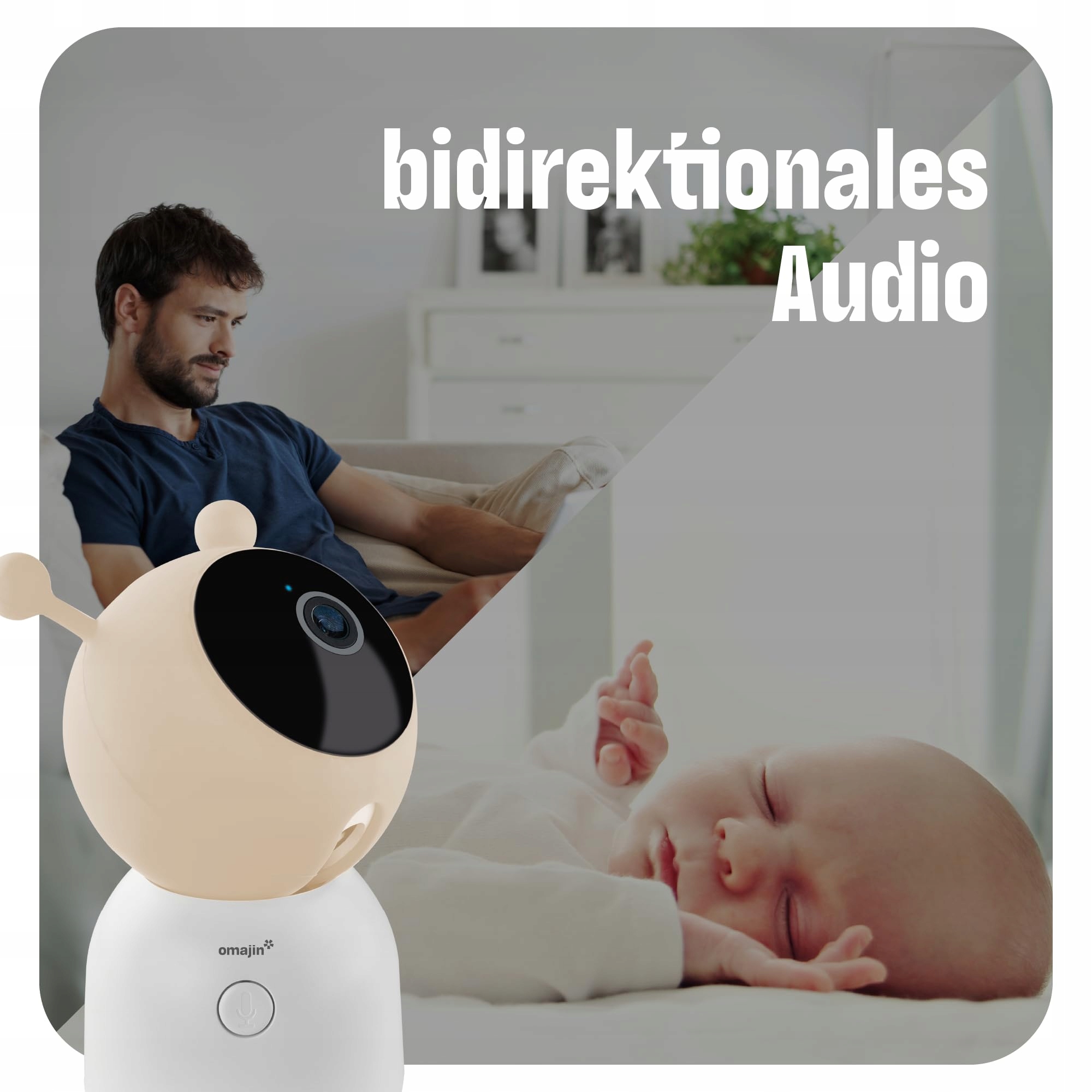 OMAJIN Smarta Kamera Babyfon 2K HD Nocne Widzenie Czujnik Temperatury — miniatura 3