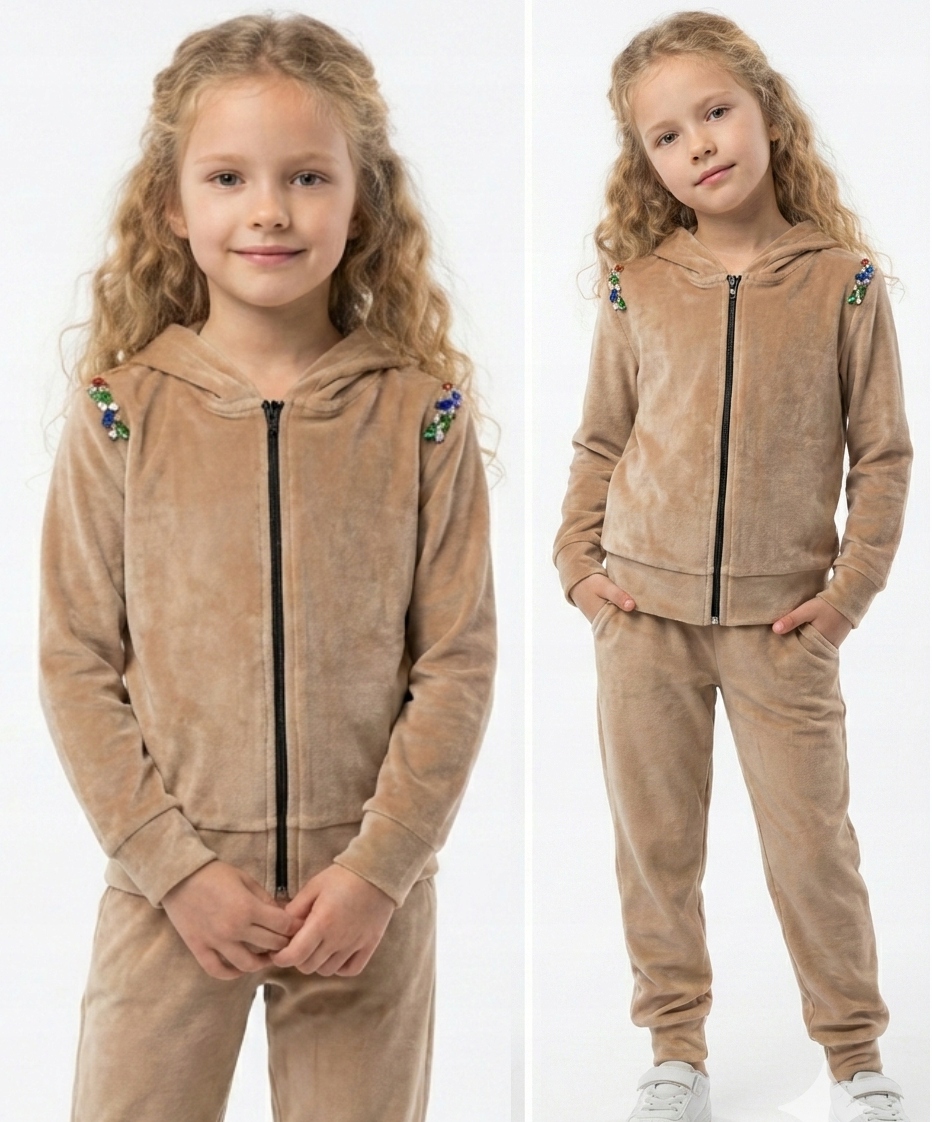 Dres Dziewczęcy 110 Sportowy Welur bluza spodnie Komplet welurowy zestaw
