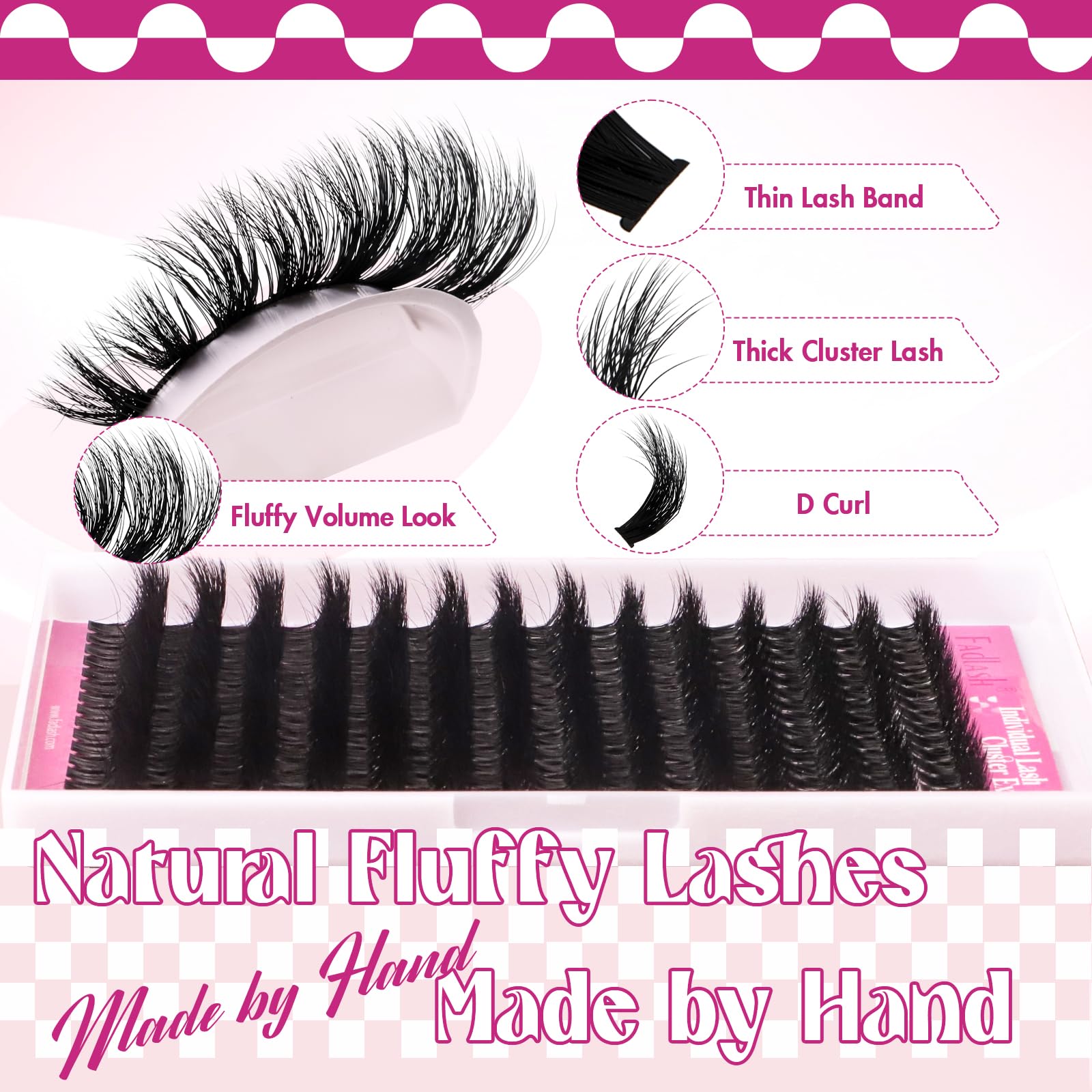 FADLASH Rzęsy Kępki 100D 0.07D Curl 3D Efekt Mix 8-16mm Dla Początkujących — miniatura 4