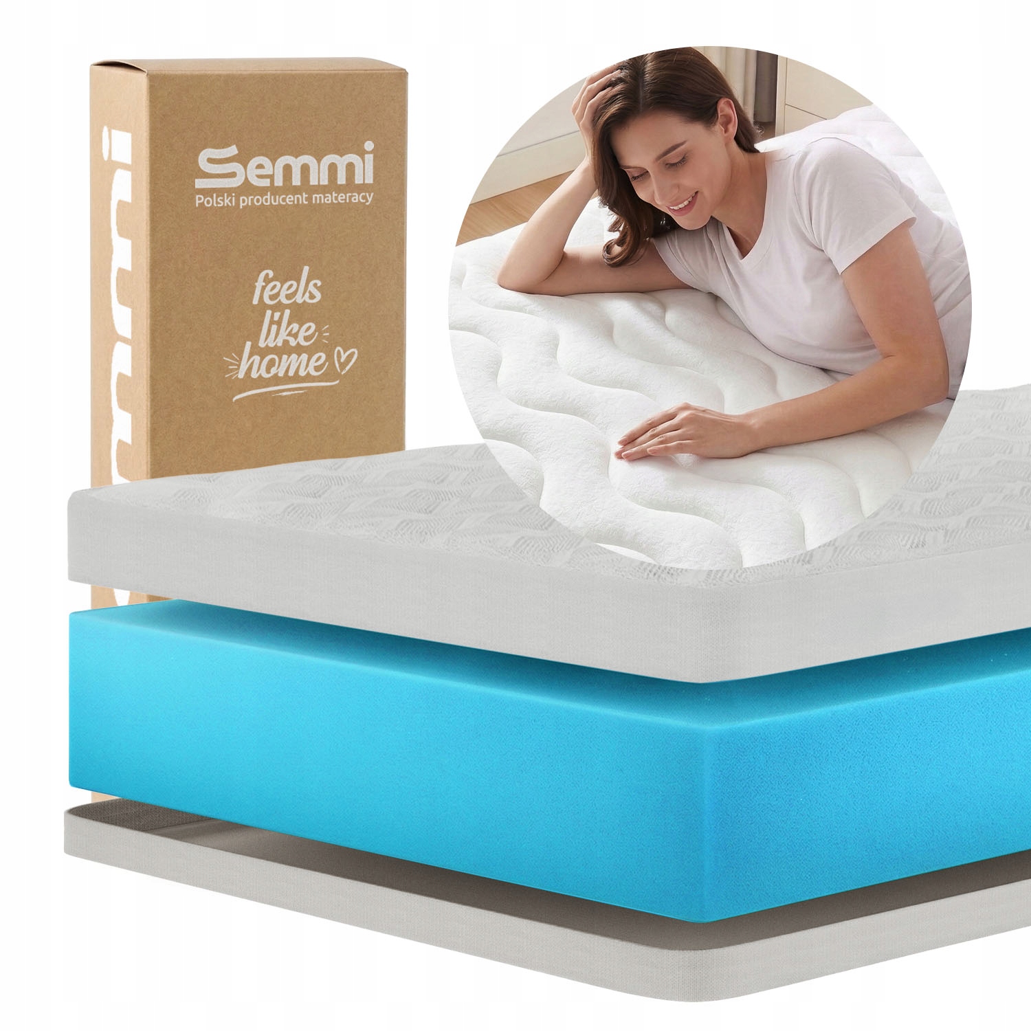 Materac 90x200 Twardy Piankowy H3-H4 Antyalergiczny 11CM Ortopedyczny Semmi