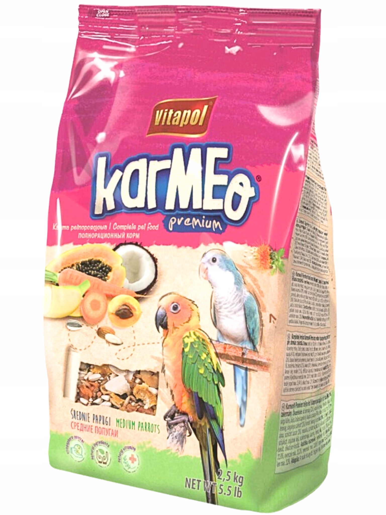 Vitapol Karmeo Premium krmivo pro střední papoušky 2,5 kg