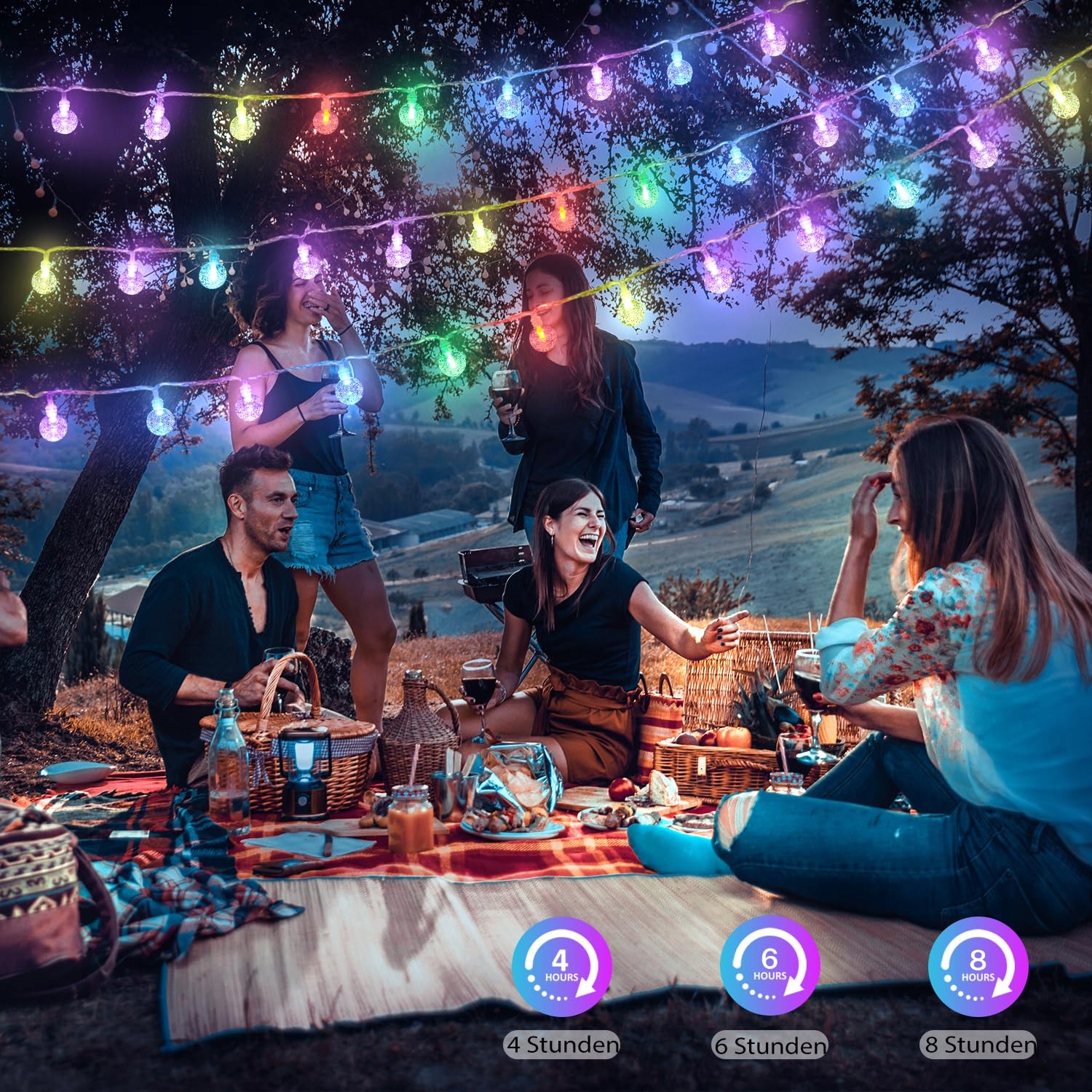 STARRYEVER 120 LED Lampki Zewnętrzne 20M 24 Kolory Kryształowe Kule — miniatura 2