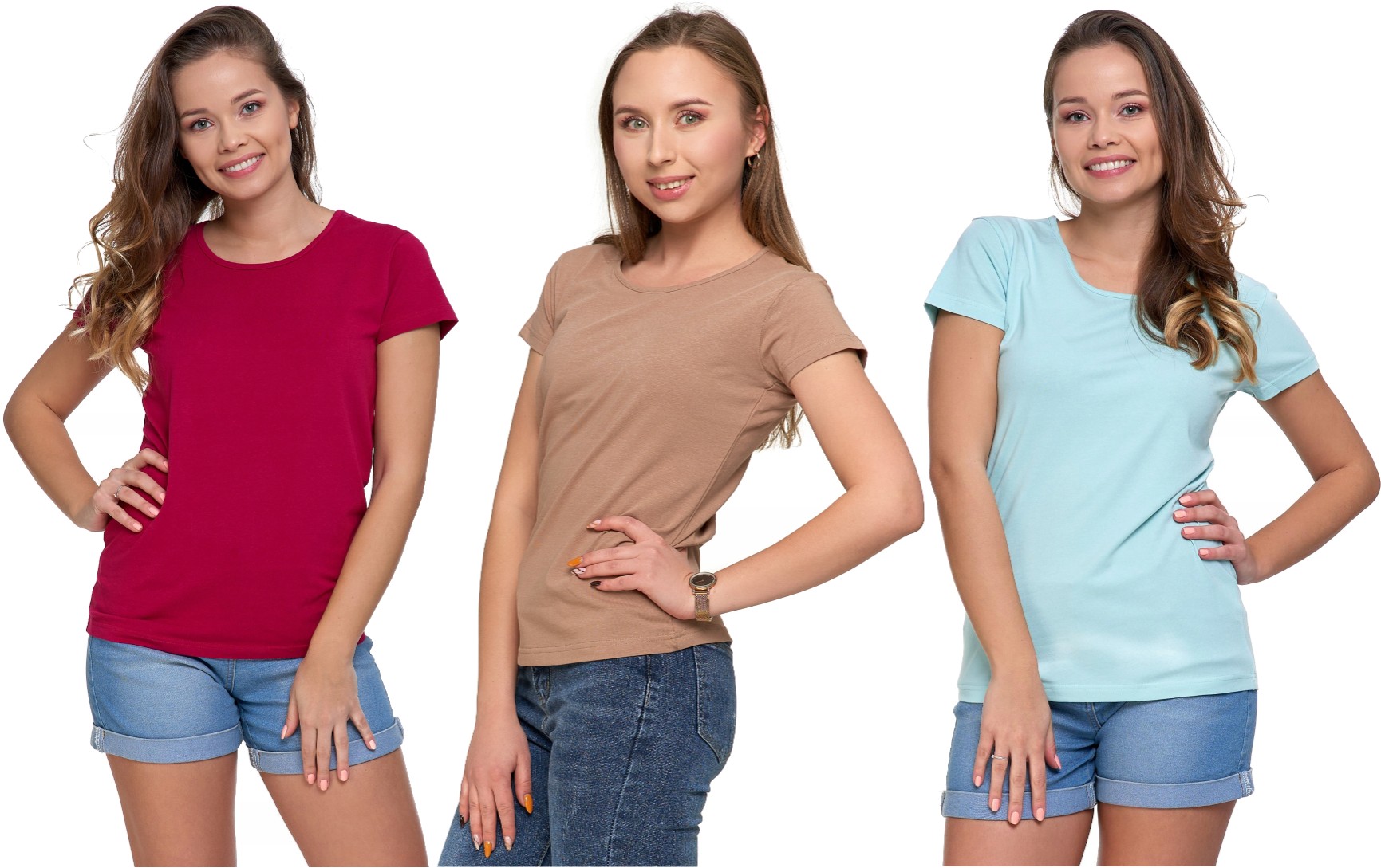 

T-Shirt Klasyczna Koszulka Damska 3 szt. Moraj XXL