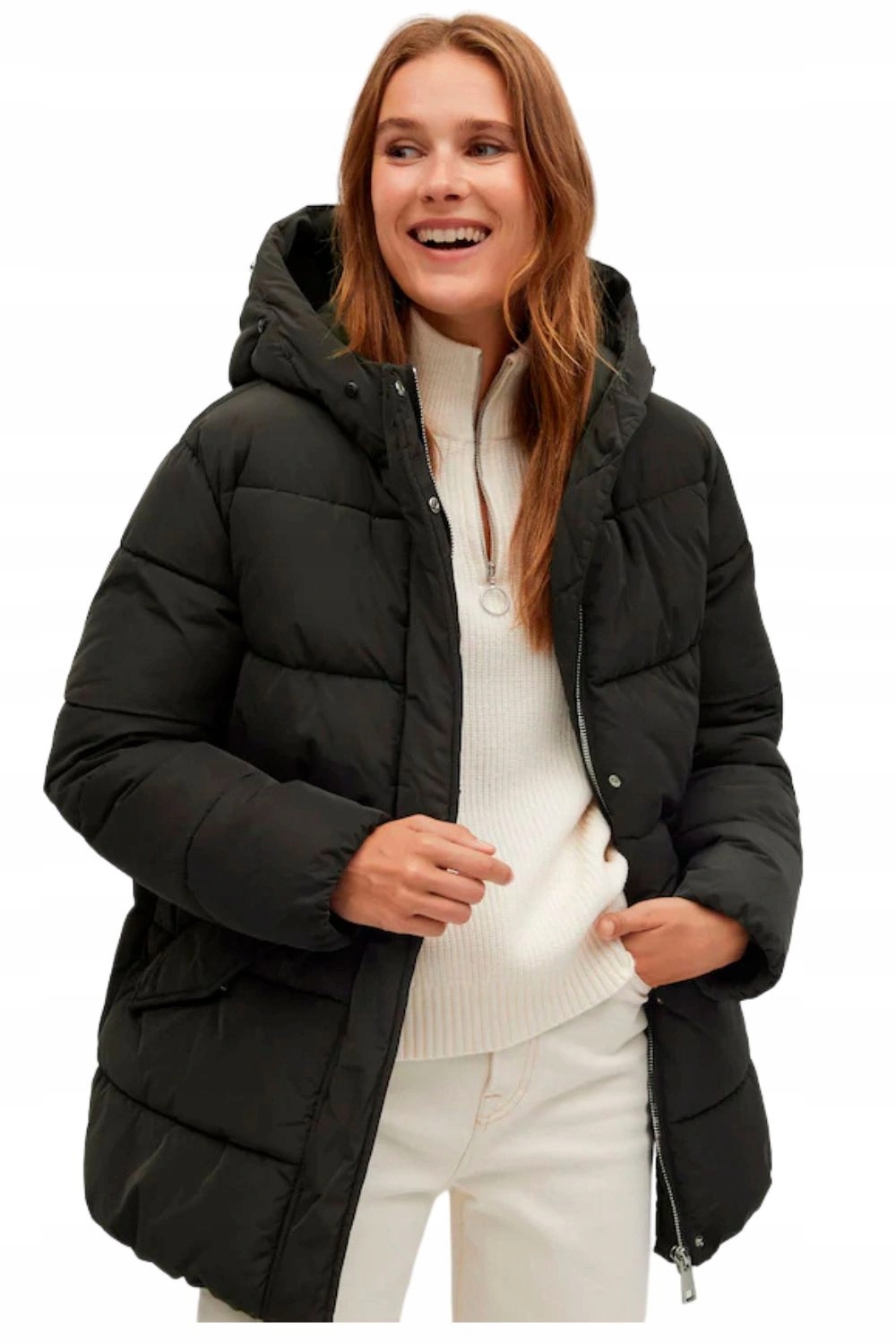 Dámská prošívaná péřová zimní teplá bunda Mango s kapucí vel.