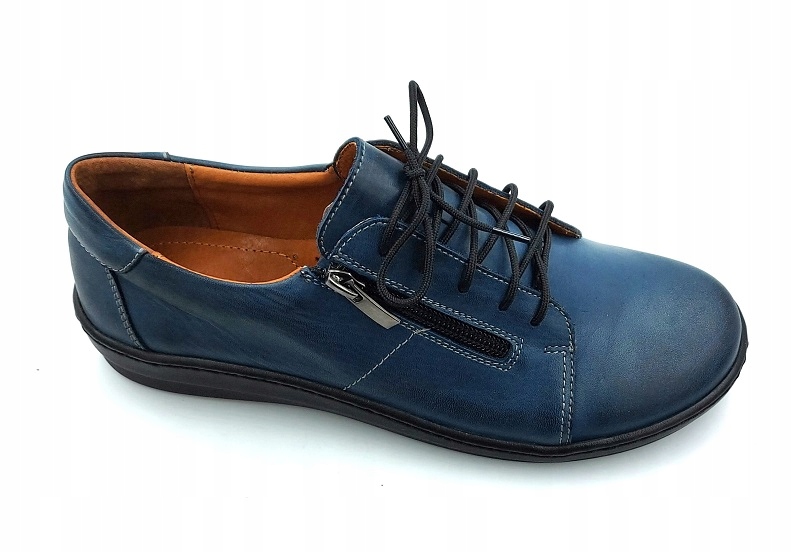 Piękne PÓŁBUTY BUTY Wiązane KLASYCZNE suwak 716 41 Kolor niebieski