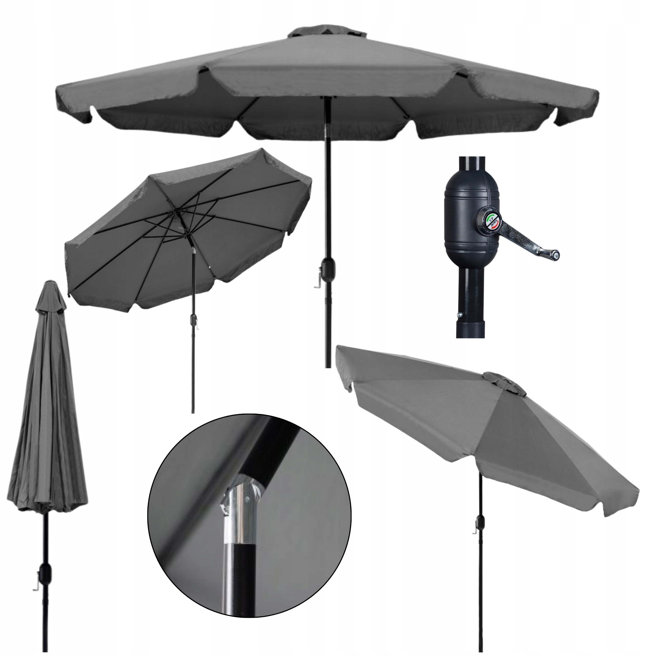 Duży Parasol Ogrodowy 300 CM Na Ogród Taras Składany Skośny Łamany Z Korbką