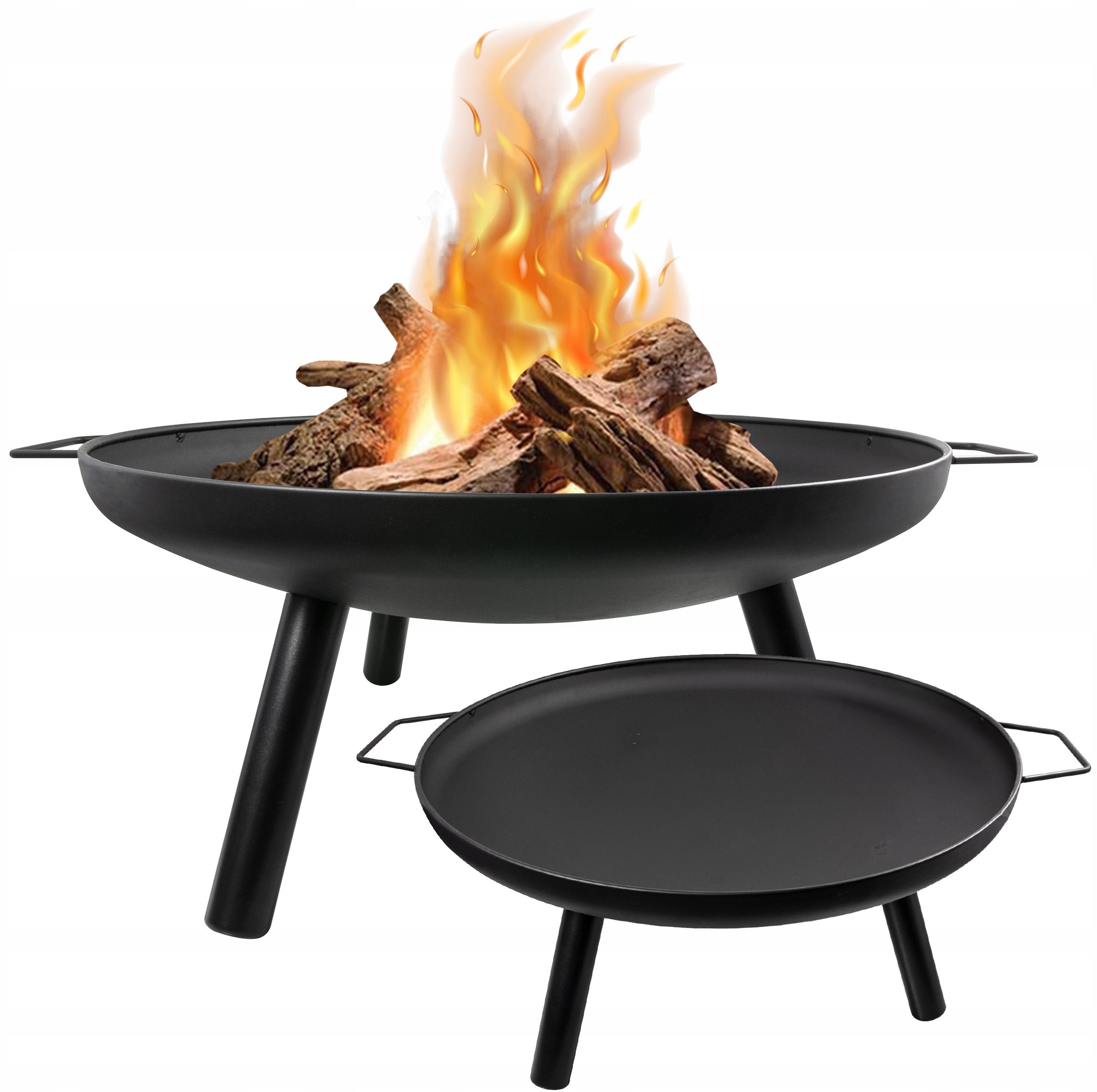 Palenisko Ogrodowe 58 CM Do Ogniska Grilla Kociołka Stalowe Duże Czarne