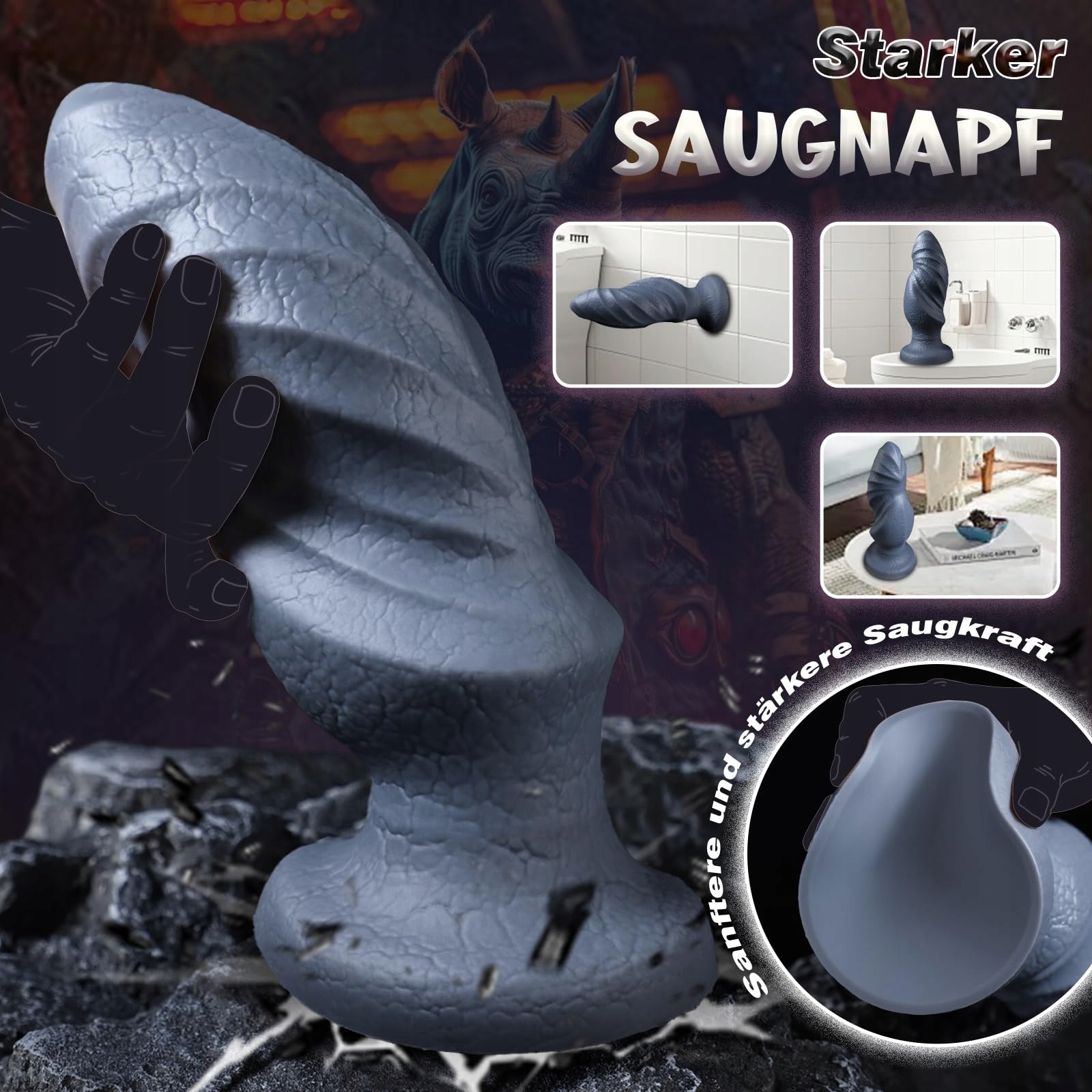 DICK Monsterdildo XXL Dildo Fantasy Tekstura Przyssawka Masaż Prostaty — miniatura 6