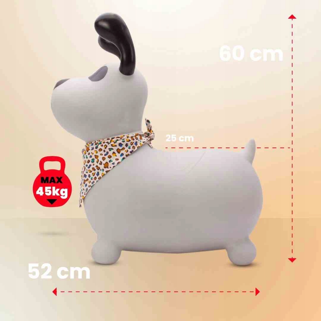 Skoczek gumowy dla dzieci REKSIO 60 cm szary z bandaną do skakania z pompką Materiał guma