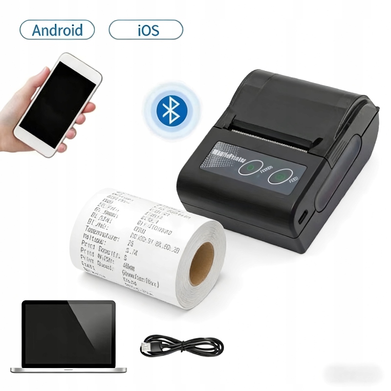 Drukarka Paragonów Termiczna Przenośna 58mm Usb Bt