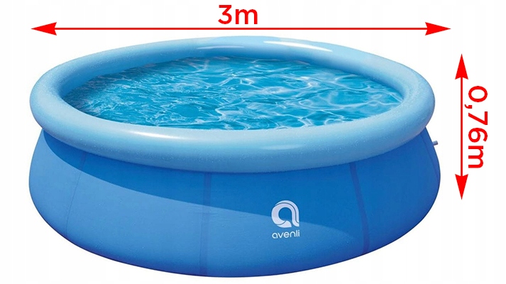 BASEN ROZPOROWY OKRĄGŁY OGRODOWY Avenli 300 x 76cm [ZESTAW] DMUCHANY Pojemność 3618 l