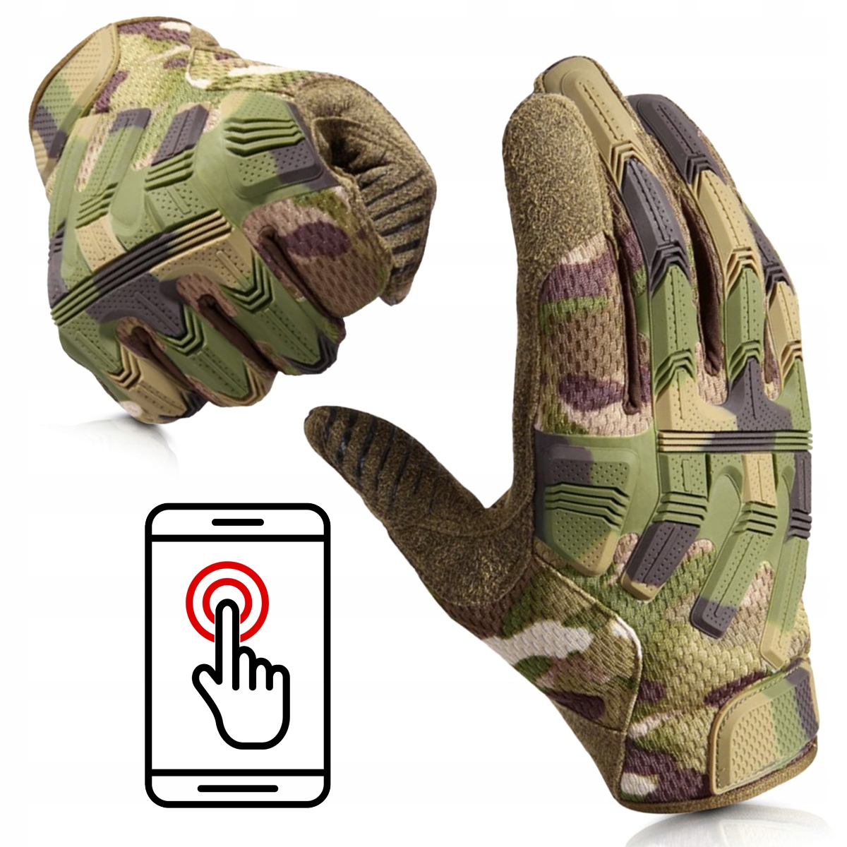 Taktické dotykové rukavice Survival Bojové vojenské Maskáčový L