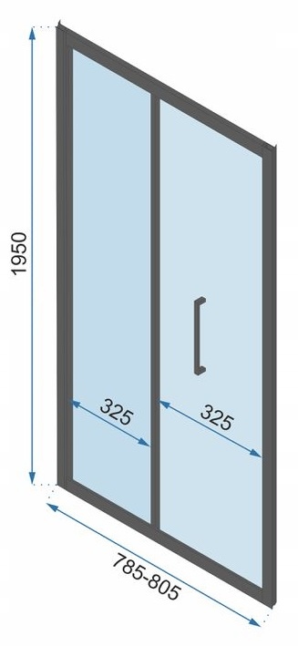 Zuhanyzós HAJTÓAJTÓK 80 cm FEKETE PROFILOK Fürdőajtó típusa