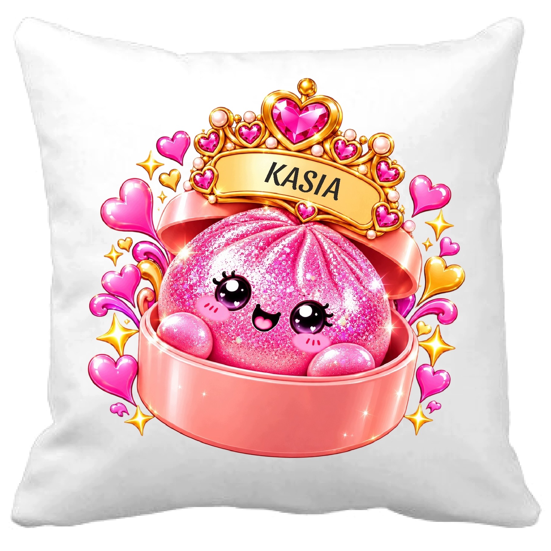 Różowy Gniotek brokatowy squishy Poduszka Personalizowana z imieniem