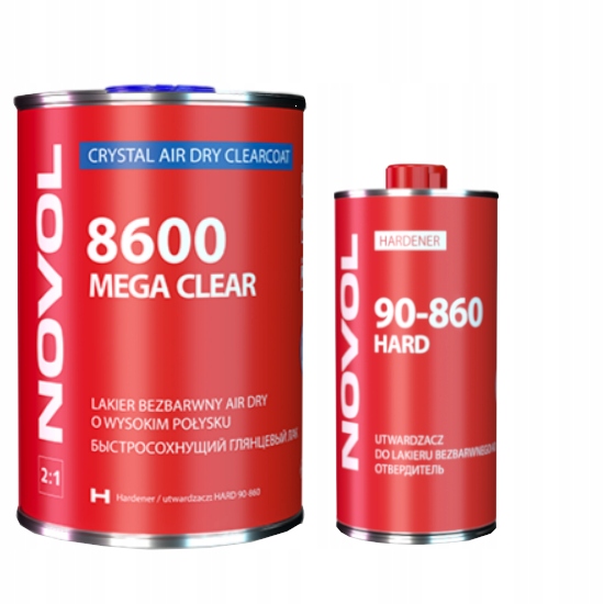 NOVOL MEGA CLEAR 8600 LAKIER BEZBARWNY POŁYSK 1L + 0,5L UTW EAN (GTIN) 5904422105