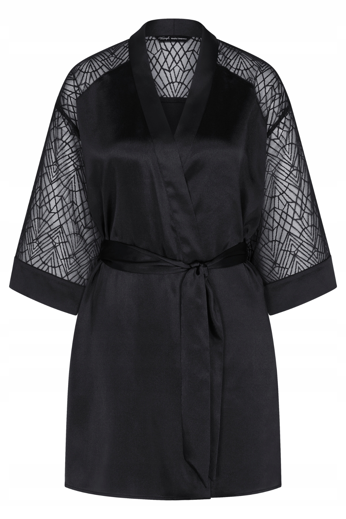 Elegantní černý Saténový dámský Župan Župan Triumph 42