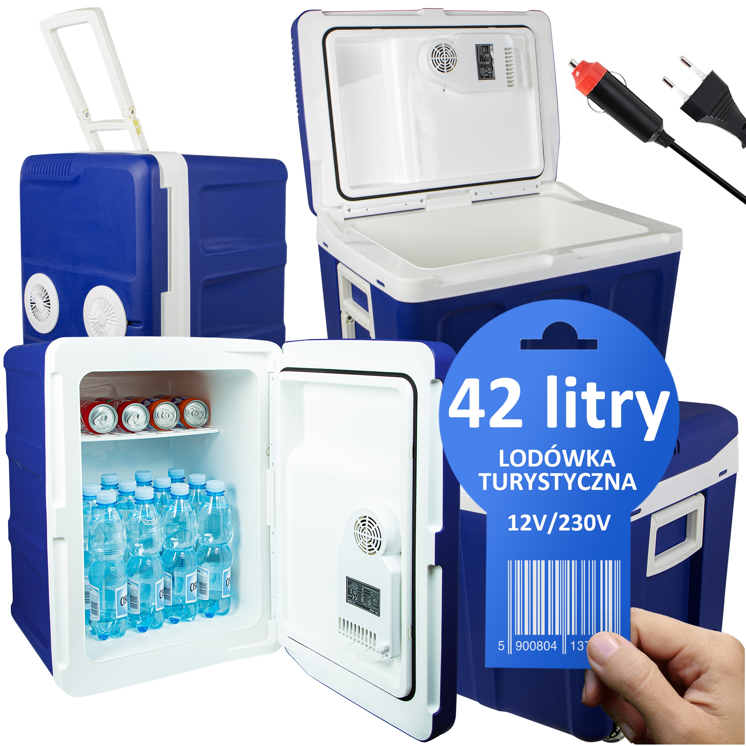 Lodówka Turystyczna Samochodowa Przenośna Z Funkcją Grzania 42L 12V 230V