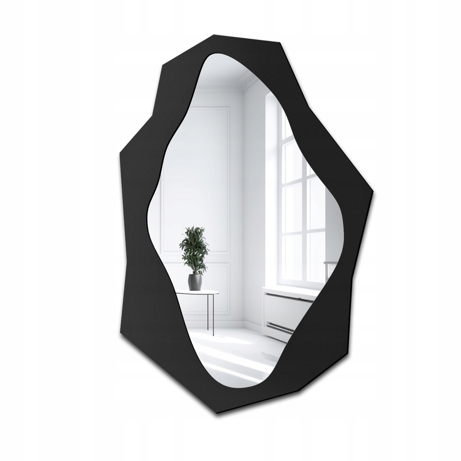 Zrcadlo s ostrým tvarem a černým rámem mdf 40x60