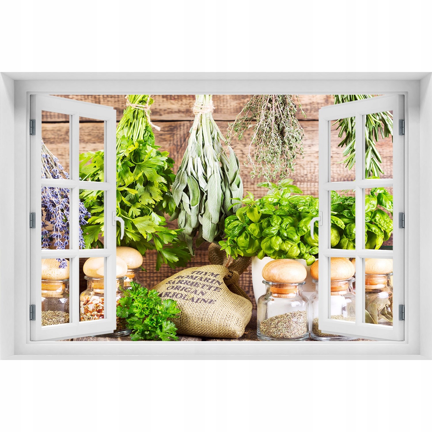 

Naklejka 3D Okno na ścianę Zioła na sznurku 120x80