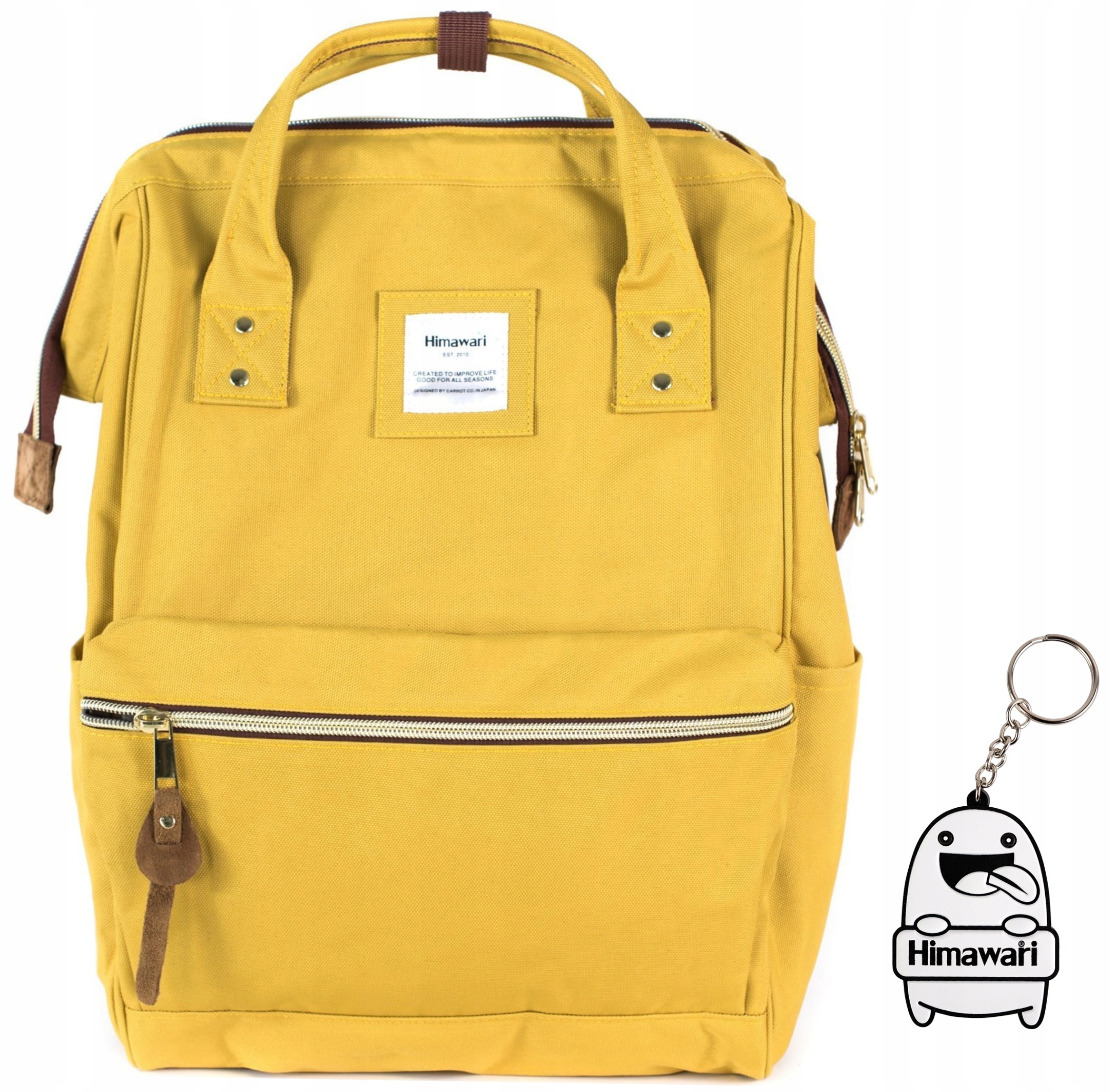 Batoh Himawari Classic školní lehký batoh na notebook, hořčicový