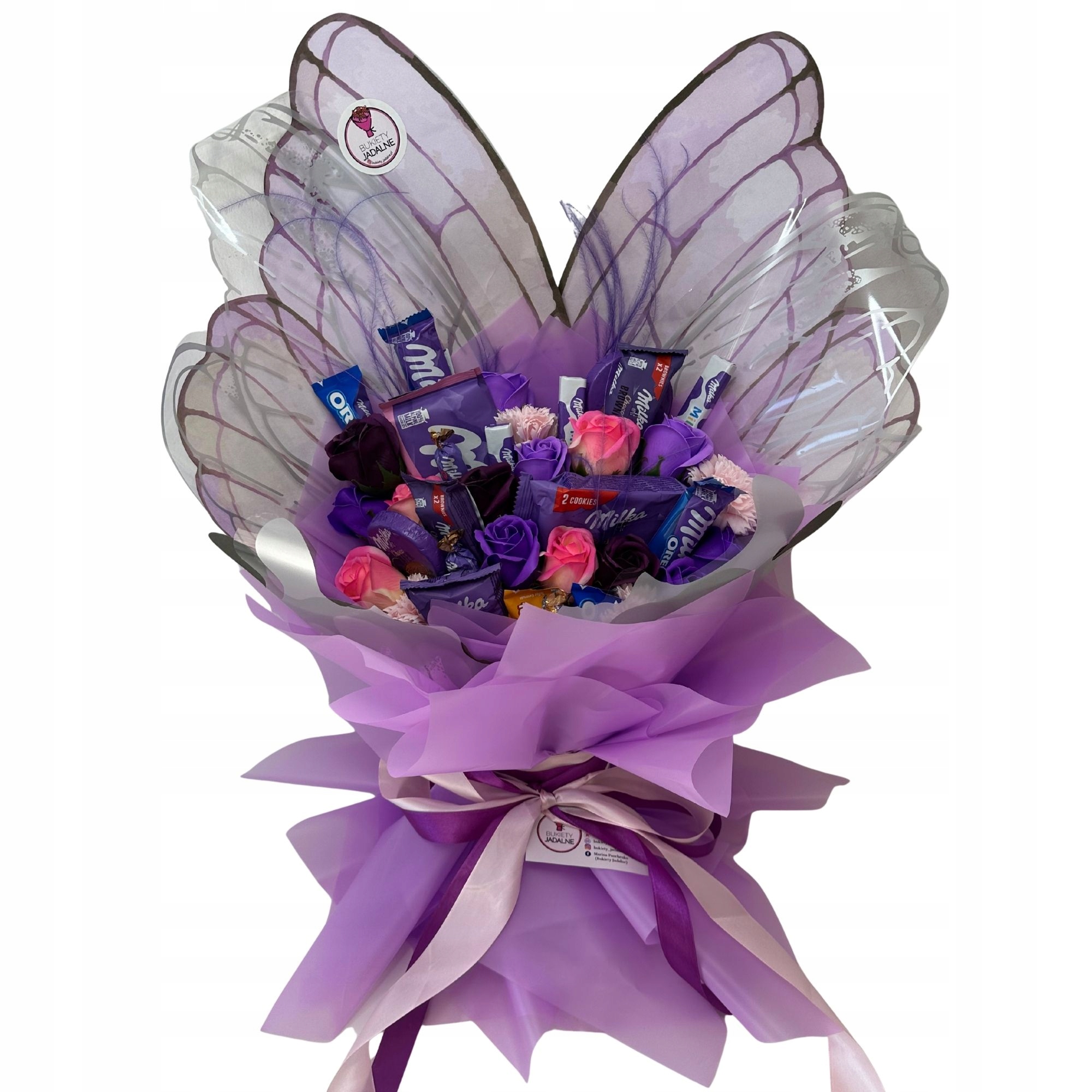 Levně Dárková Sada Kytice Motýl Fialová Milka Narozeniny Den Žen Valentýn