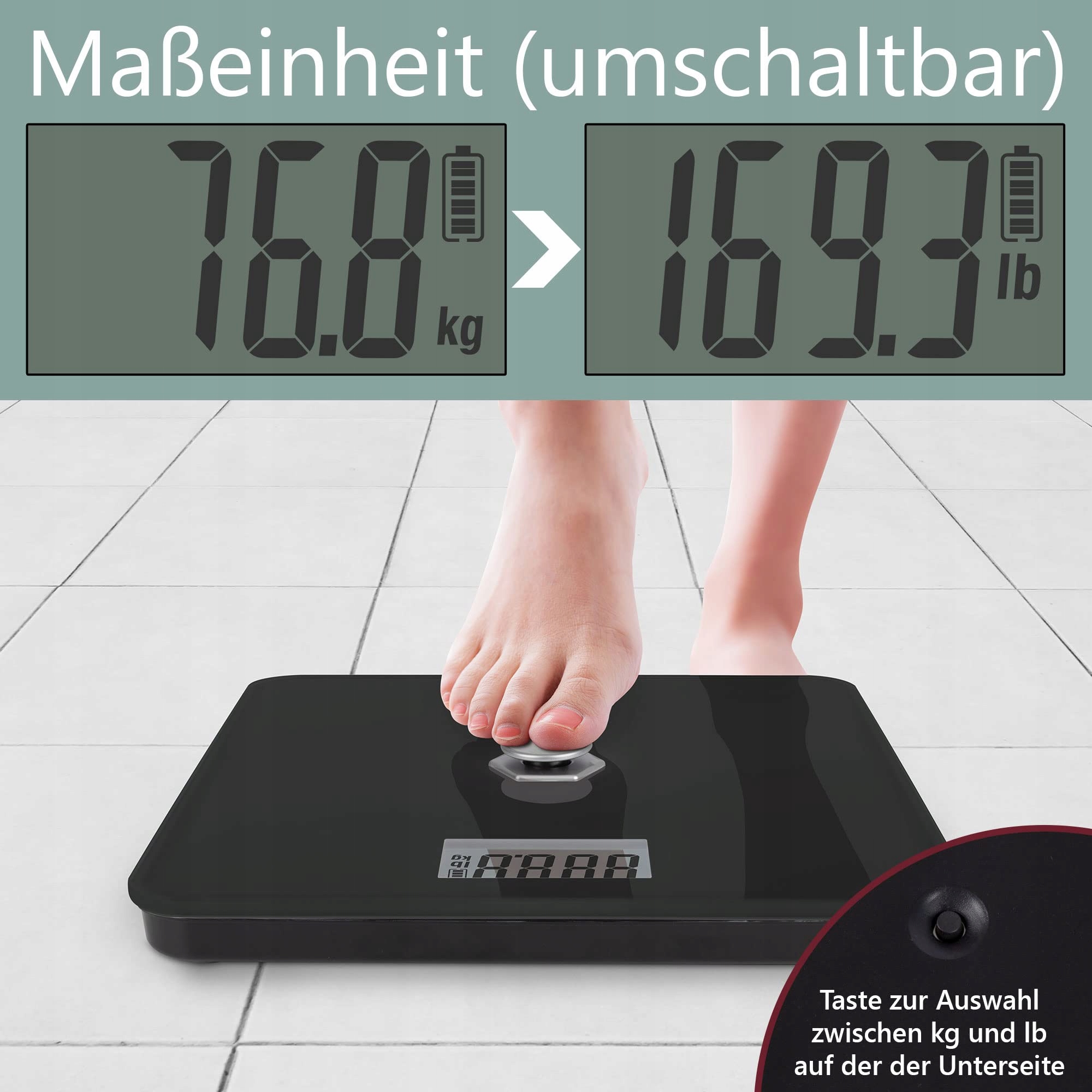 PROFICARE Waga Osobowa Bez Baterii Z Zakresem 5kg-180kg LCD Czarna — miniatura 5