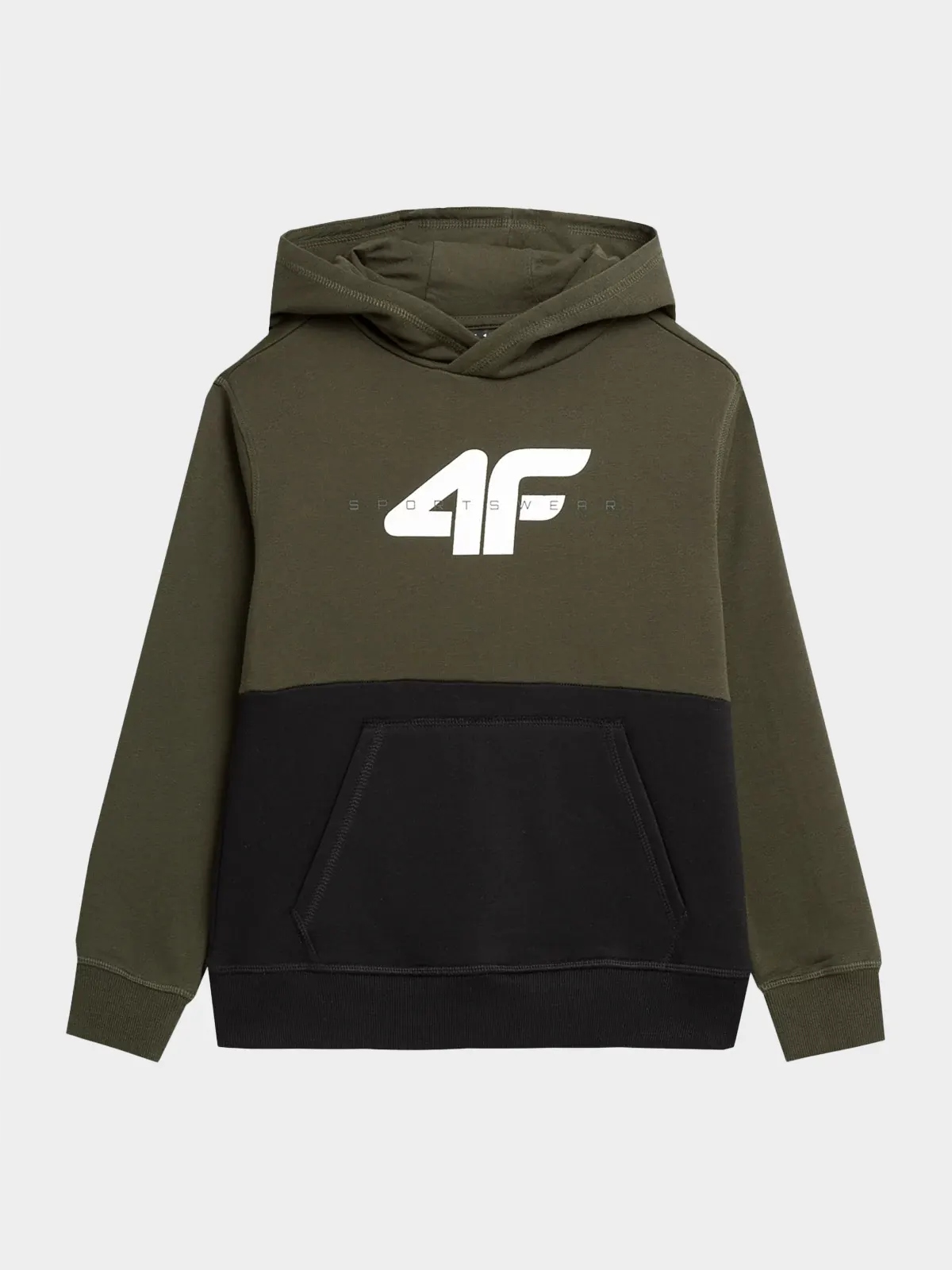 BLUZA CHŁOPIĘCA 4F DRESOWA Z KAPTUREM AW23M628 Wzór dominujący bez wzoru