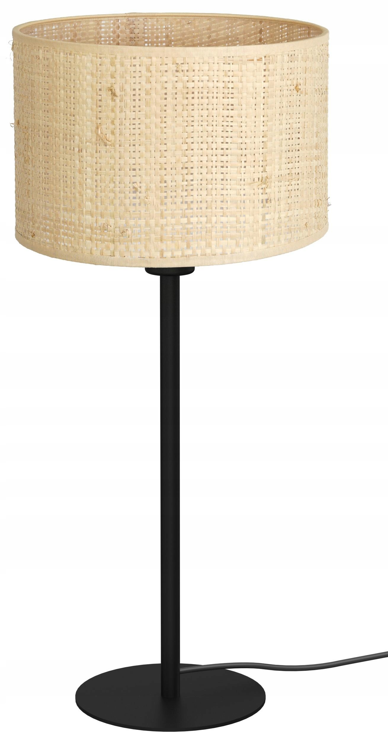 Stolová lampa Rattan čierna béžové tienidlo 1xE27 56 cm stolová loft